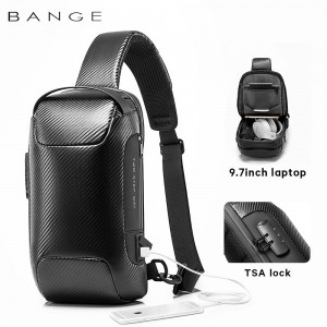 Рюкзак з однією лямкою Сумка слінг Bange (BGS22085 Plus Carbon) з USB 3.0 Micro USB Сірий