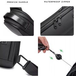 Рюкзак з однією лямкою Cумка cлінг Bange (BGS7256 Black) 9.7'' із захисним каркасом та USB + Micro USB Чорний