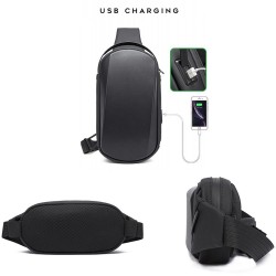 Рюкзак с одной лямкой Сумка слинг Bange (BGS7256 Black)  9.7'' с защитным каркасом и USB + Micro USB Черный 