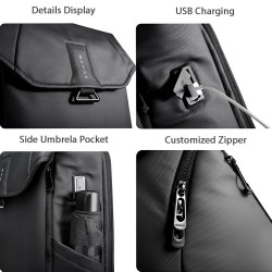 Рюкзак Bange (BGS2575 Black) 15.6 Rolltop" с USB + Type-C Черный