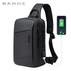 Рюкзак з однією лямкою Сумка слінг Bange (BGS22002 Black) 9.7'' з USB Чорний