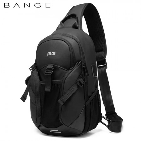 Рюкзак с одной лямкой Сумка слинг Bange (BGS77120 Black) 9.7" Черный з USB + Micro USB