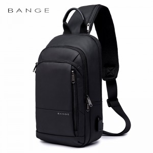 Рюкзак з однією лямкою Сумка слінг Bange (BGS1911 Black) 9.7'' з USB Чорний