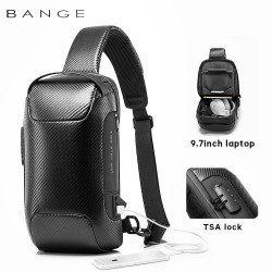 Рюкзак с одной лямкой Сумка слинг Bange (BGS22085 Plus Carbon Black) с USB 3.0 Micro USB Черный 