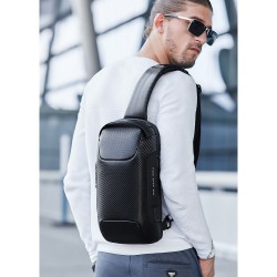Рюкзак з однією лямкою Сумка слінг Bange (BGS22085 Plus Carbon Black) з USB 3.0 Micro USB Чорний