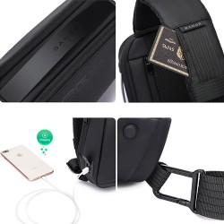 Рюкзак с одной лямкой Сумка слинг Bange (BGS7306 Black) 9.7'' с USB + Micro USB Черный 